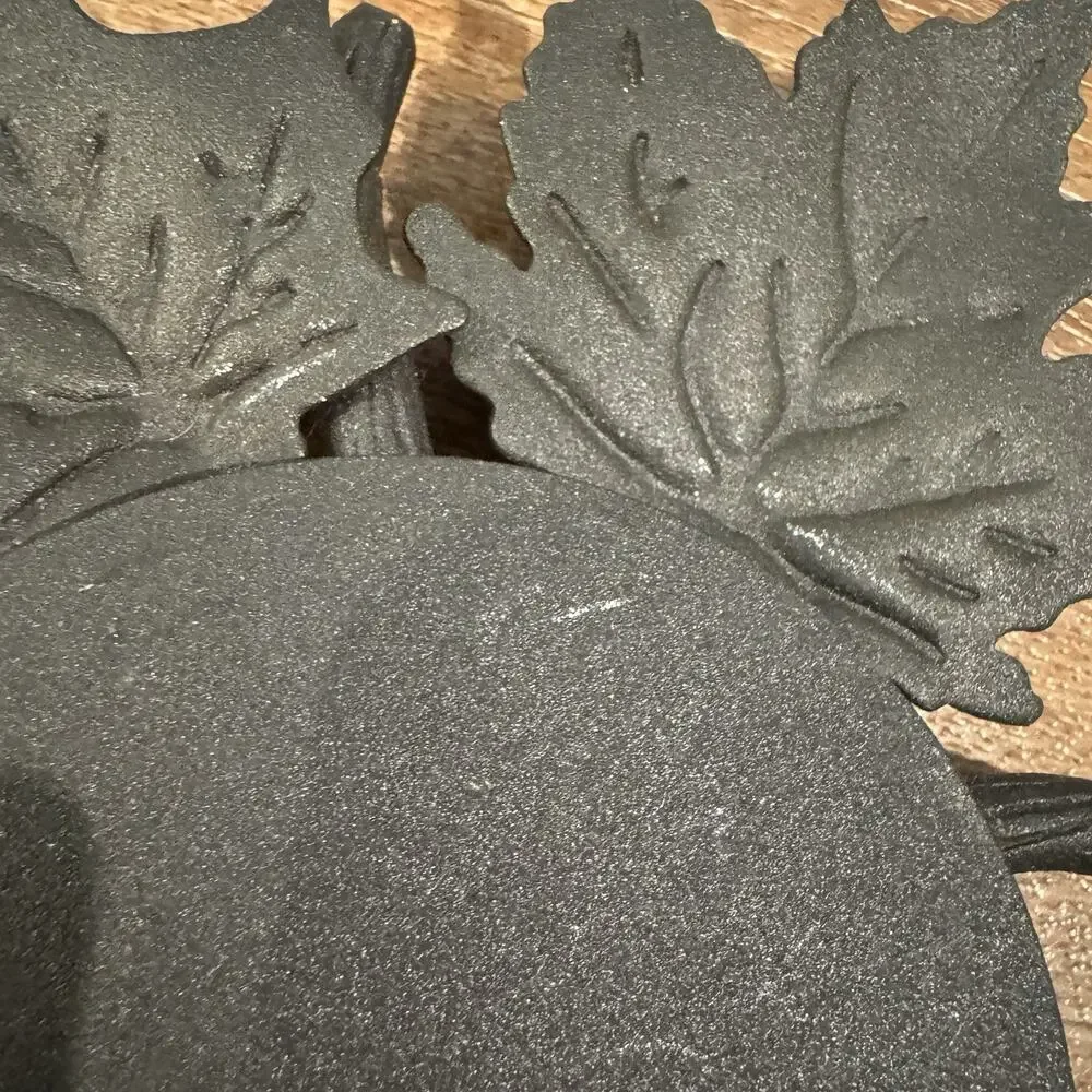 Longaberger Wrought Iron Maple Leaf Candle Stand Black Display Centerpiece READ